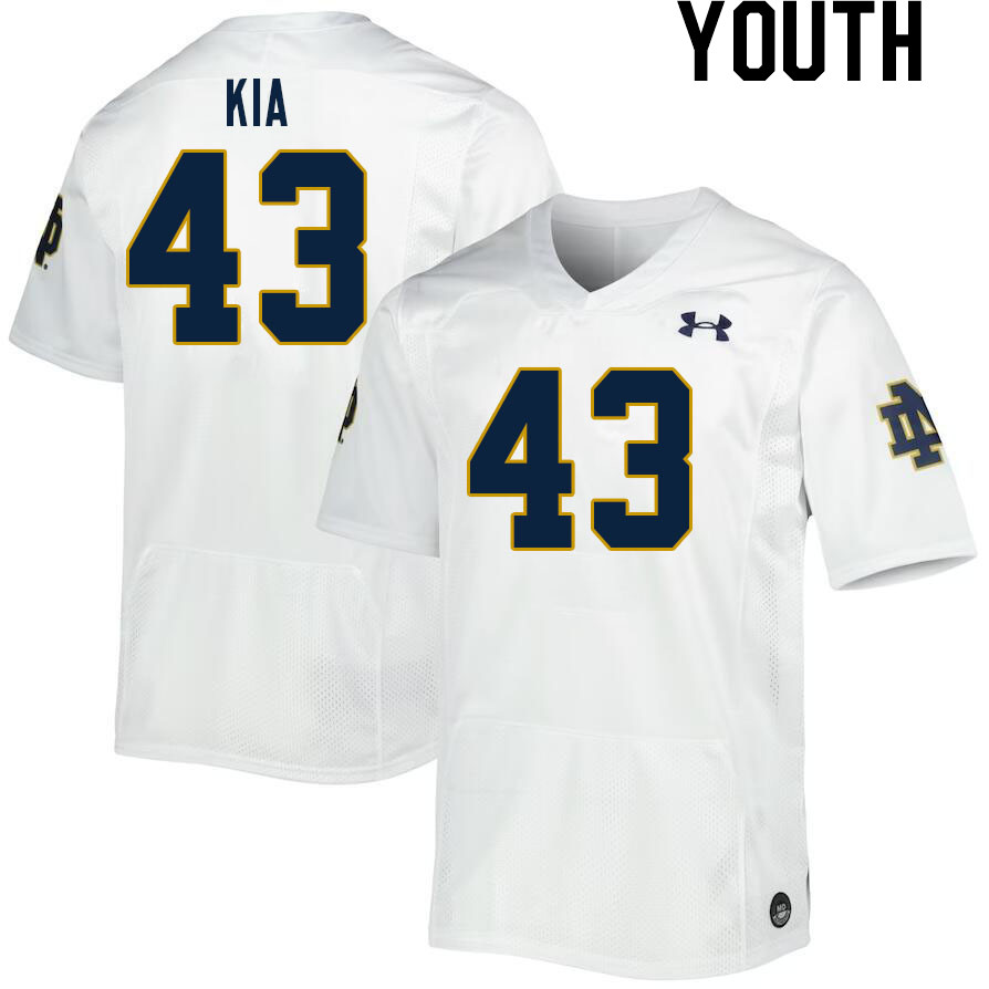 Youth #43 Kahanu Kia Notre Dame Fighting Irish College Football Jerseys Stitched-White